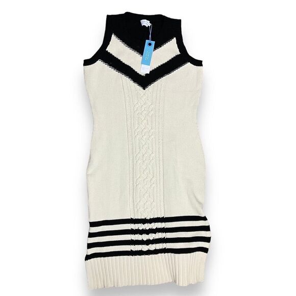 Tanya Taylor Sweater Dress 1X Cream Nina Cable-Knit Sleeveless Beach Coastal NEW - Picture 2 of 11
